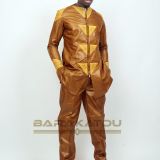 Costume Africain Homme, Bazin Bauer De Luxe Marron