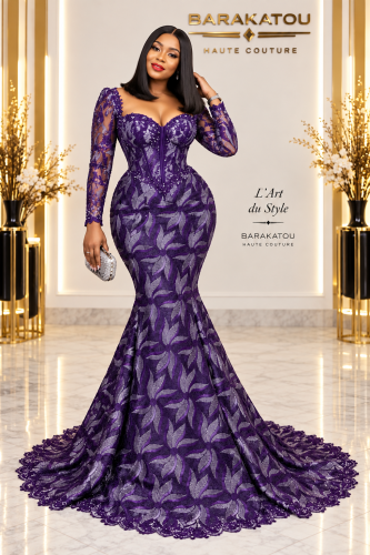 Robe de Soirée violet Brodé Autriche