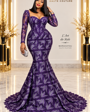 Robe de Soirée violet Brodé Autriche
