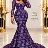 Robe de Soirée violet Brodé Autriche
