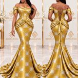 Robe sirène bustier dorée Bazin Keep Cool