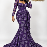 Robe de Soirée violet Brodé Autriche