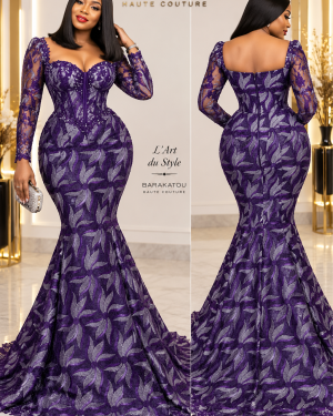 Robe de Soirée violet Brodé Autriche