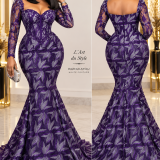 Robe de Soirée violet Brodé Autriche