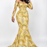 Robe sirène corset dorée brodé autriche