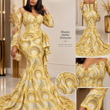 Robe sirène corset dorée brodé autriche