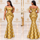 Robe sirène bustier dorée Bazin Keep Cool