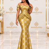Robe sirène bustier dorée Bazin Keep Cool
