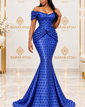 Robe sirène bustier bleu royal Bazin Baeur Keep Cool