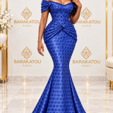 Robe sirène bustier bleu royal Bazin Baeur Keep Cool