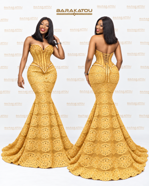 Robe sirène corset en brodé Autriche double organza
