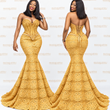 Robe sirène corset en brodé Autriche double organza