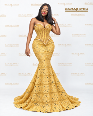 Robe sirène corset en brodé Autriche double organza